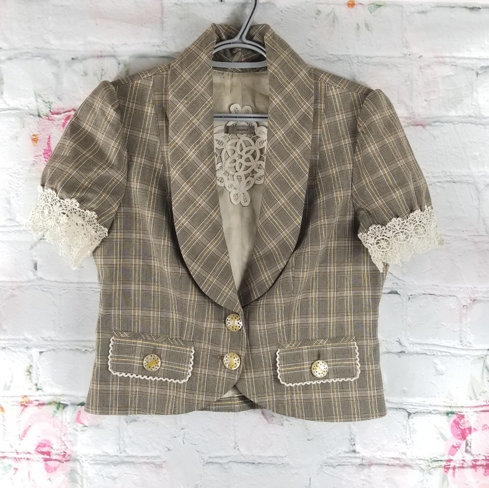 Jak & Rae Plaid And Lace Blazer, size Medium